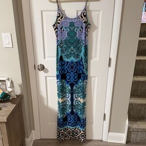 MSK Women's Chain Strap Printed Maxi Dress Boho Size Large